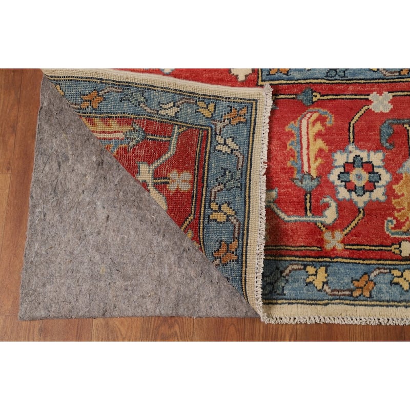 Vegetable Dye Heriz Oriental Rug Hand-Knotted Traditional Wool Carpet - 9'1" x 12'0"