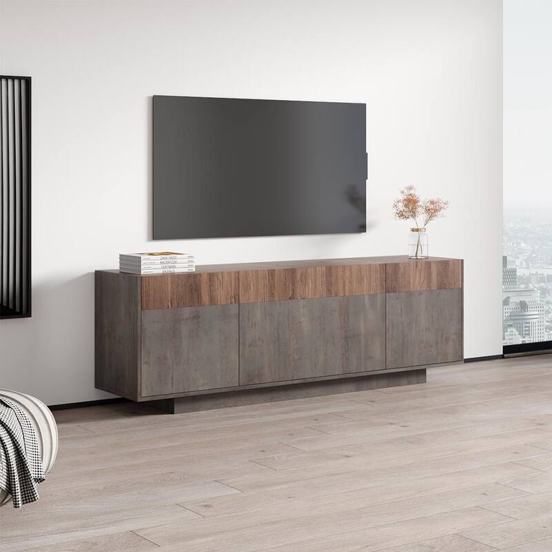 Meble Furniture Haopsa 71" Modern 3D-Effect TV Stand with Storage Cabinets for up to 80" TVs