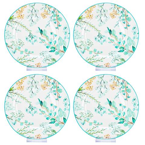 STP Goods Green Blossom Bone China Dessert Plate Set of 4 - 7.5"