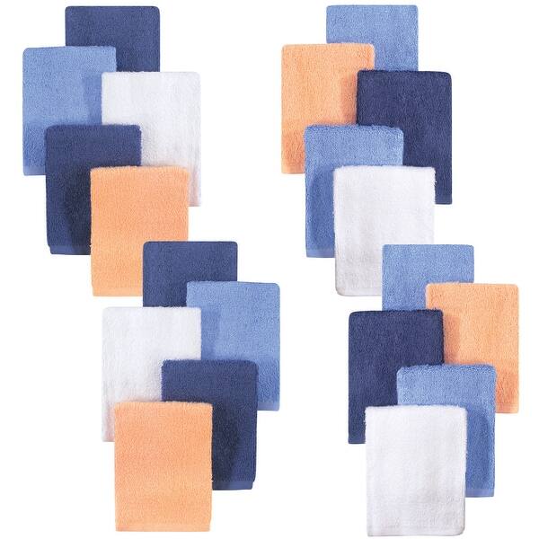 slide 1 of 1, Little Treasure Baby Boy Rayon from Bamboo Luxurious Washcloths, Blue Orange 20-Pack, One Size - Blue Orange 20-Pack - One Size
