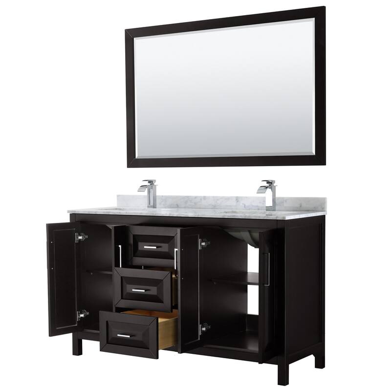 Daria 60-inch Double Vanity, Marble Top, 58-inch Mirror