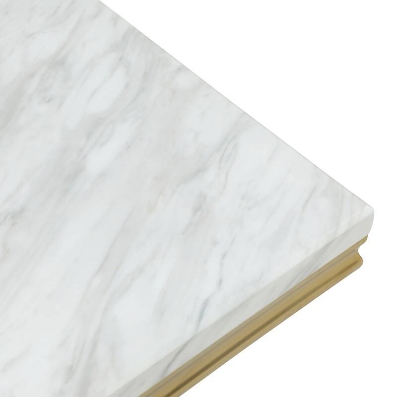 Best Master Furniture Erasmus White/Gold Marble Single Ring Pedestal End Table
