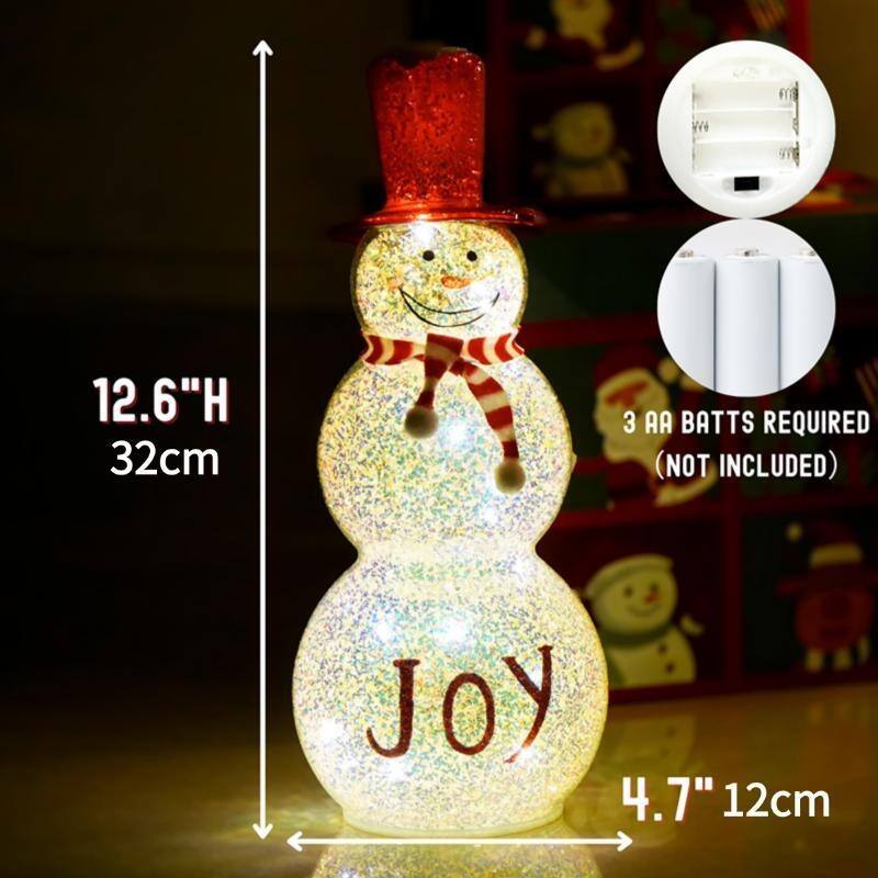 LED Snowman Table Light - Christmas Decor with Hat & Scarf, Battery Operated Holiday Night Light - N/A