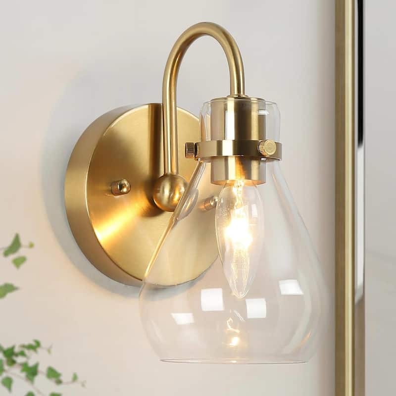 1-light mounted light brass wall light glass, metal fixture light