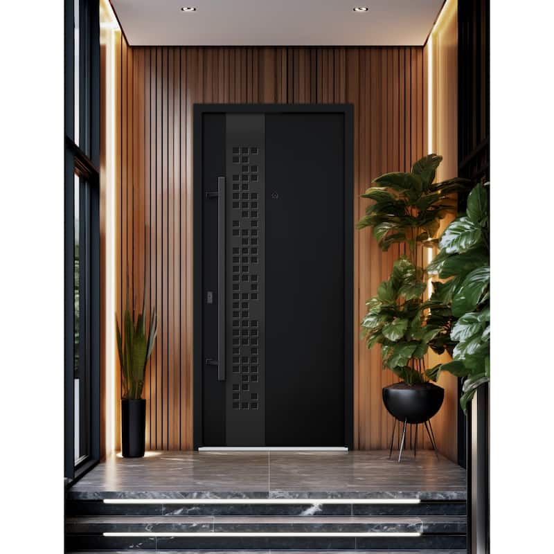 VDOMDOORS | Front Door Exterior Door | Fiberglass | Frame & Hardware Included | 18x80, Oak Entry Door Steel Entry Door