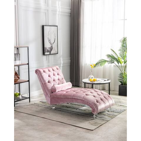 Velvet Tufted Leisure concubine recliner lazy sofa with acrylic feet and lumbar support
