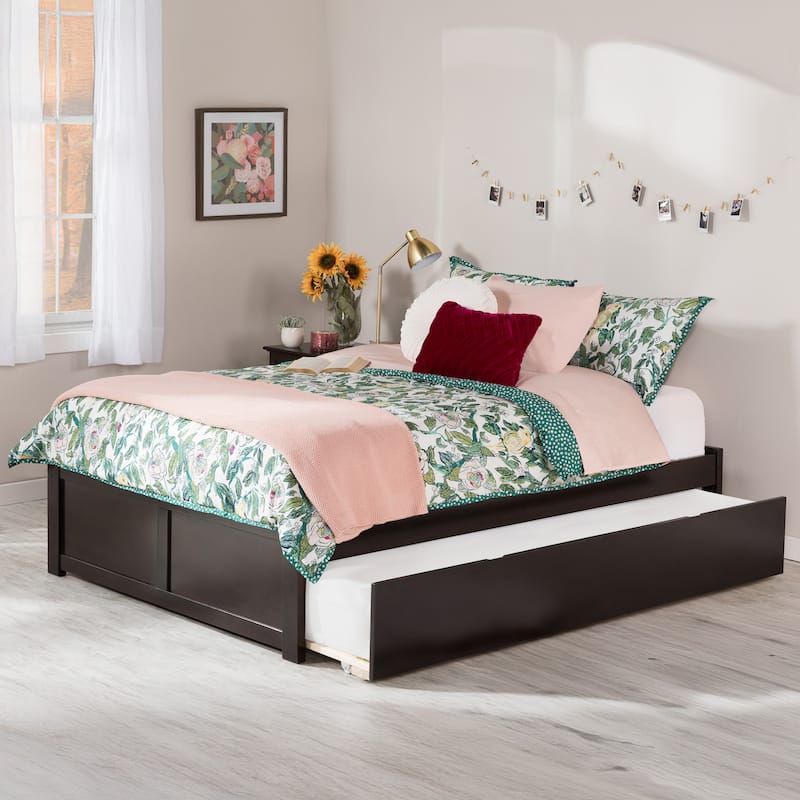 AFI Concord Full Platform Bed with Footboard & Full Trundle - Espresso