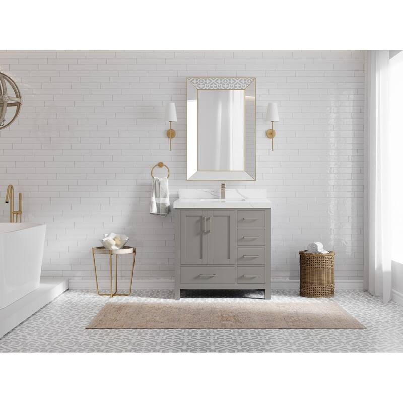 Willow Collections 36 in. W x 22 in. D Malibu Center Sink Left Bathroom Vanity with Countertop