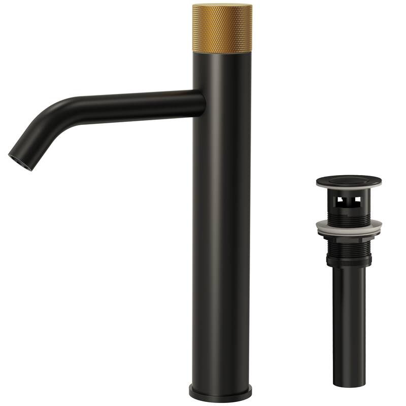 Modern Single Hole Bathroom Faucet,Deck Mount Sink Faucet - Brushed Gold and Black