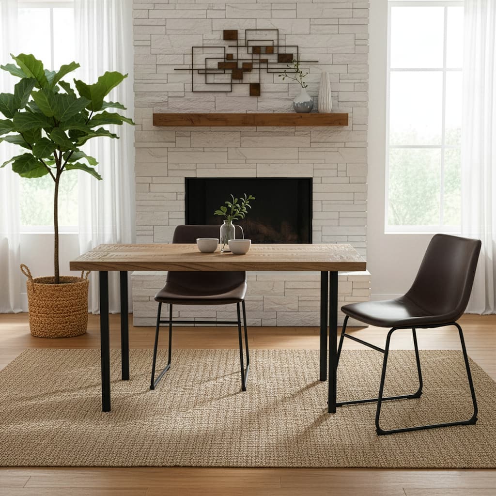 Adan Iron Frame Faux Leather Dining Chair (Set of 2)