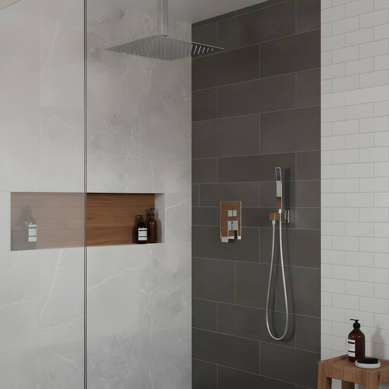 10" Ceiling-Mounted Square Shower and Handheld Showerhead Set