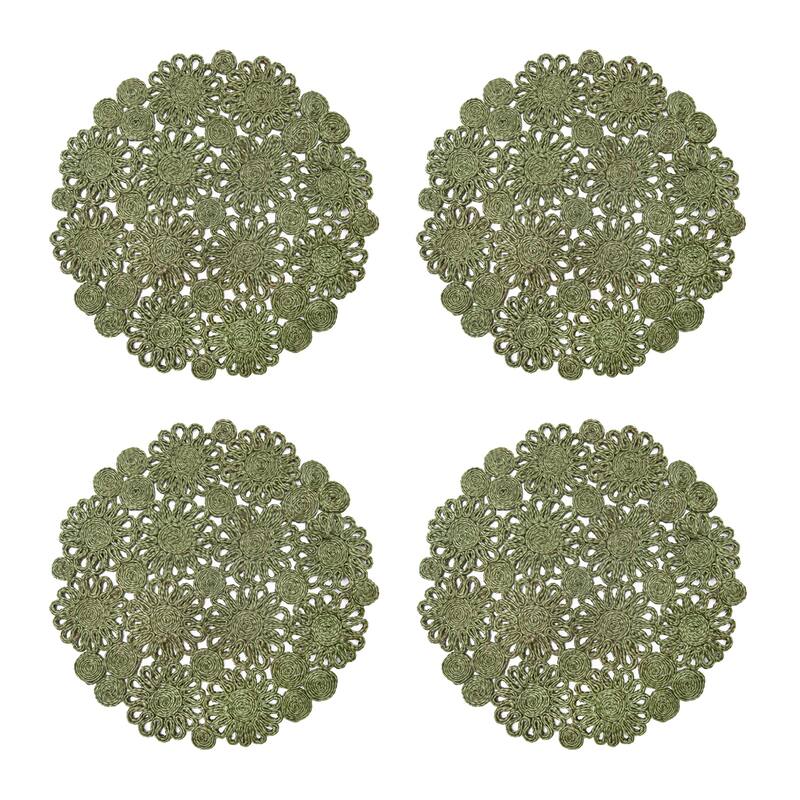 Caravan Daisy Jute Placemats - Set of 4 - Green