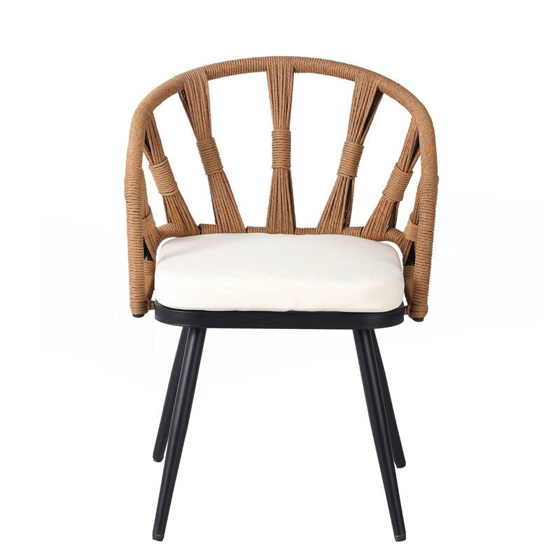 Contemporary Outdoor Set with PE Rattan Chairs and Plastic Wood Table