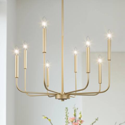 Modern Gold 8-Light Chandelier Candle Ceiling Light for Dining Room - D27"xH35.5"