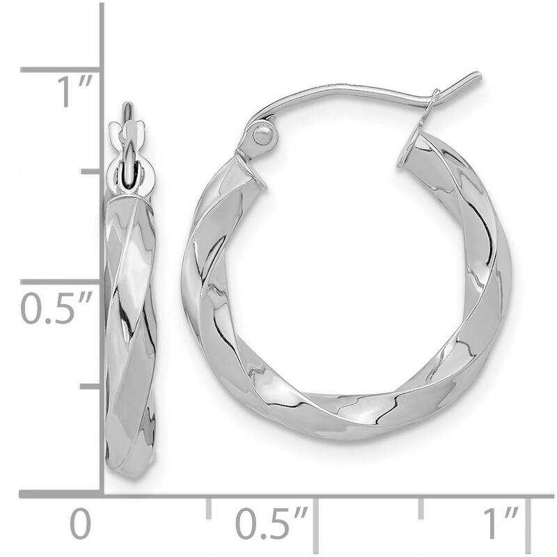 Curata 10k Yellow or White Gold 3x21.42mm Twisted Hoop Earrings