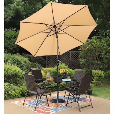 PHI VILLA 9ft Patio Umbrella Outdoor Market Table Umbrellas with 8 Ribs and Push Button Tilt