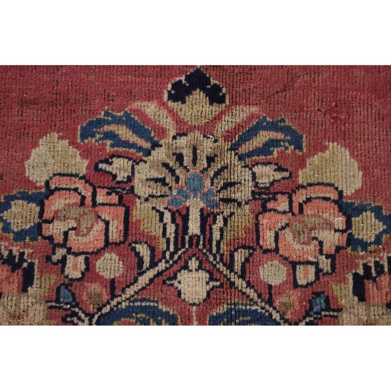Pink Floral Mahal Persian Large Antique Area Rug Handmade Wool Carpet - 10'4"x 13'6"