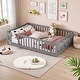 preview thumbnail 68 of 159, Wood Floor Bed with Safety Guardrails and Door Full - Gray3