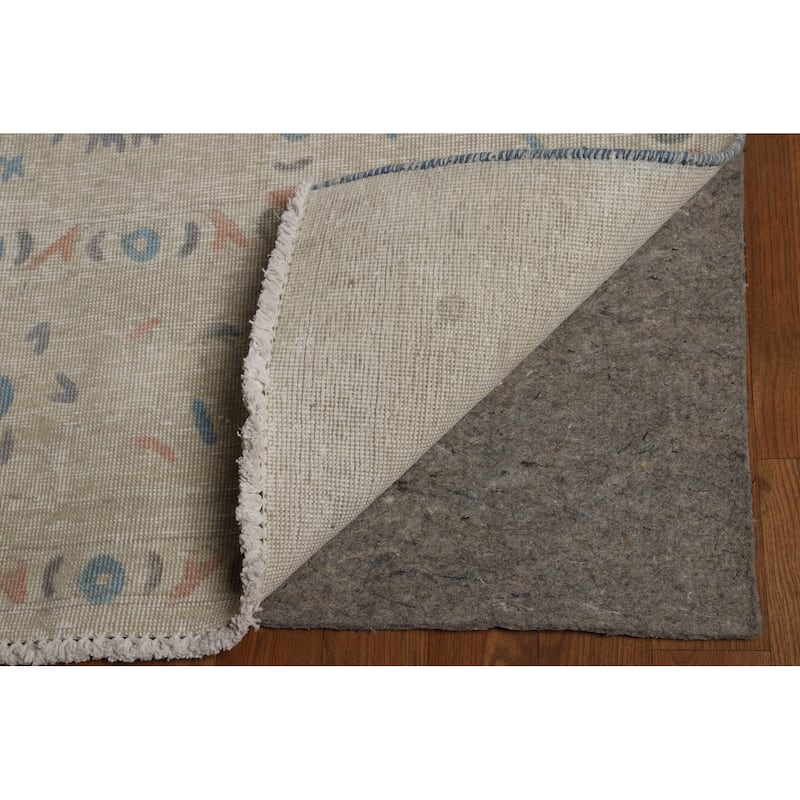 Distressed Floral Tabriz Persian Area Rug Hand-Knotted Wool Carpet - 9'5"x 10'10"