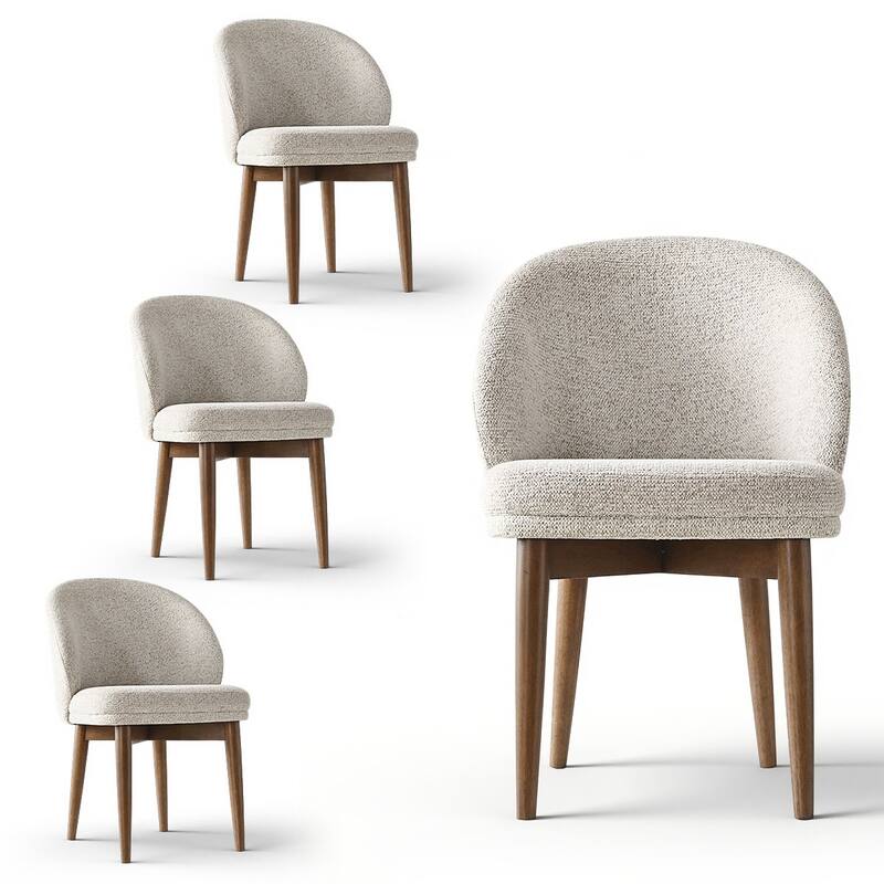 Upholstered Barrel Dining Chair With Walnut Legs (Set of 4)