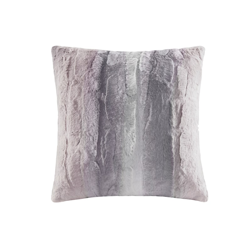 Madison Park Zuri Fax Fur Square Pillow - Blush/ Grey