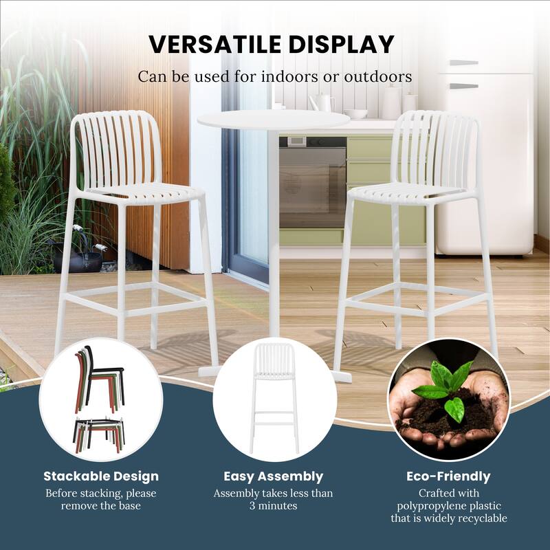 Frond and Form 29.5 Inch Outdoor Bar Stool (Set of 2)
