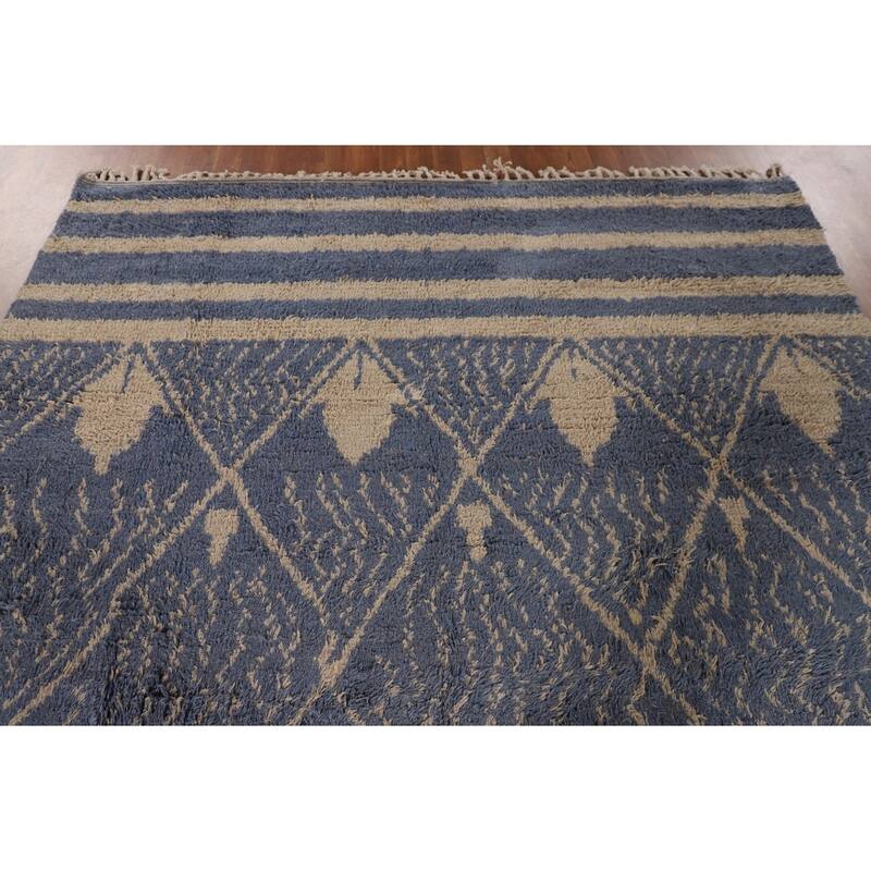 Plush Moroccan Oriental Area Rug Handmade Wool Carpet - 7'0" x 10'6"