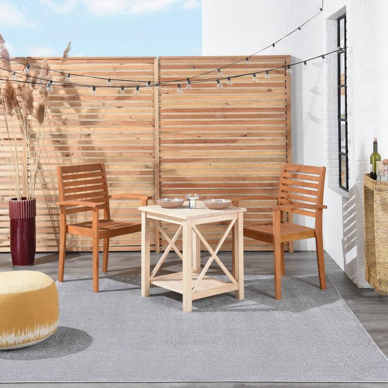 Nourison Essentials Solid Contemporary Indoor/Outdoor Area Rug - 9' Square - Silver Grey