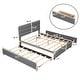 preview thumbnail 7 of 8, Queen Size Upholstered Platform Bed with Twin Size Trundle Storage Bed Frame and 2 Drawers for Kids Teens Adults