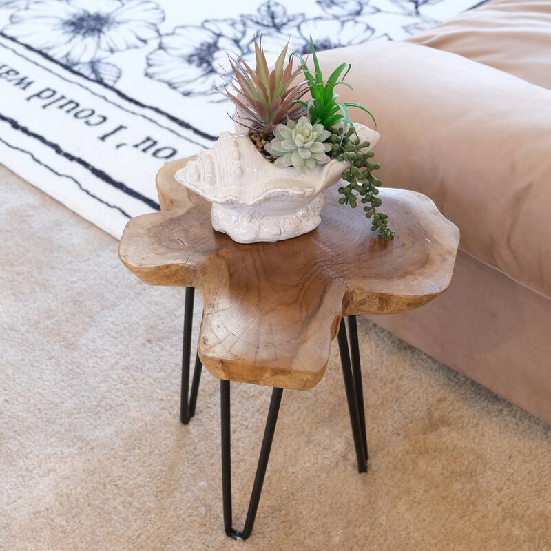 Greenage Solid Wood Teak Live Edge Natural Cut Coffee Table