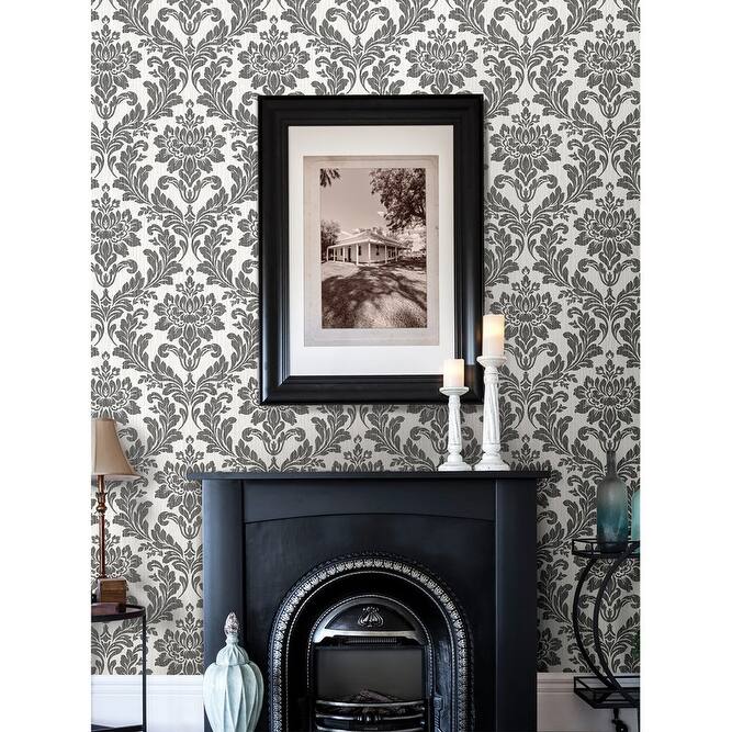 Advantage Galois Black Damask Wallpaper