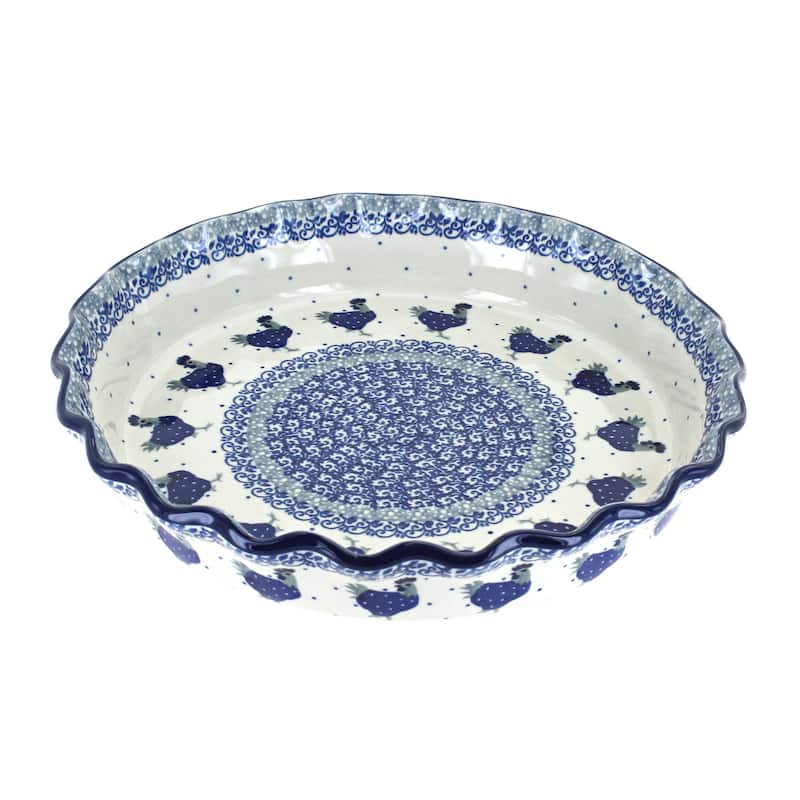 Blue Rose Polish Pottery 636 Ceramika Artystyczna Pie Plate