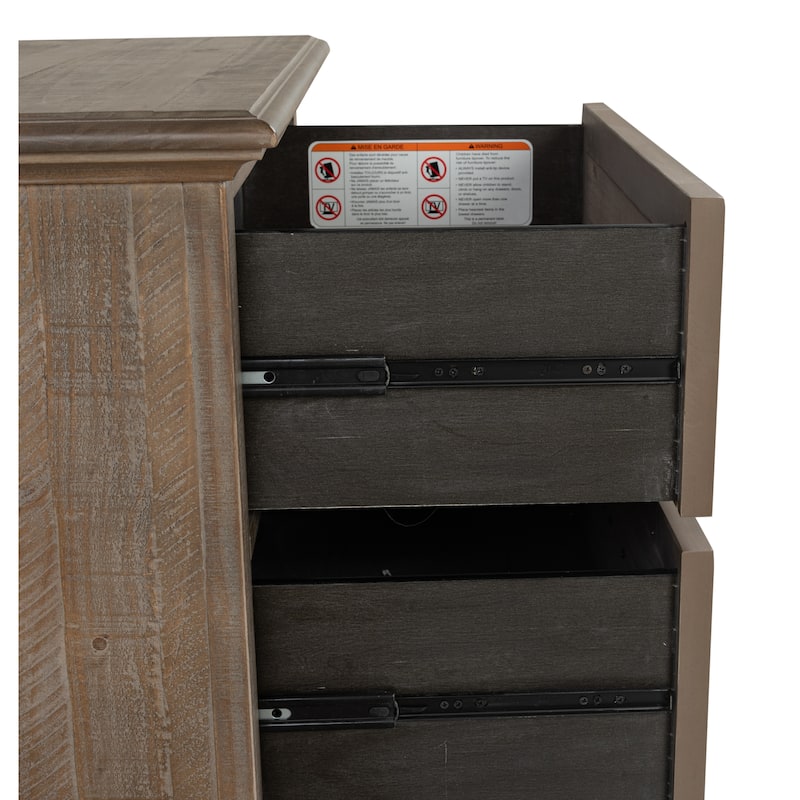 Magnussen Home Lancaster Dovetail Grey Drawer Dresser with Landscape Mirror