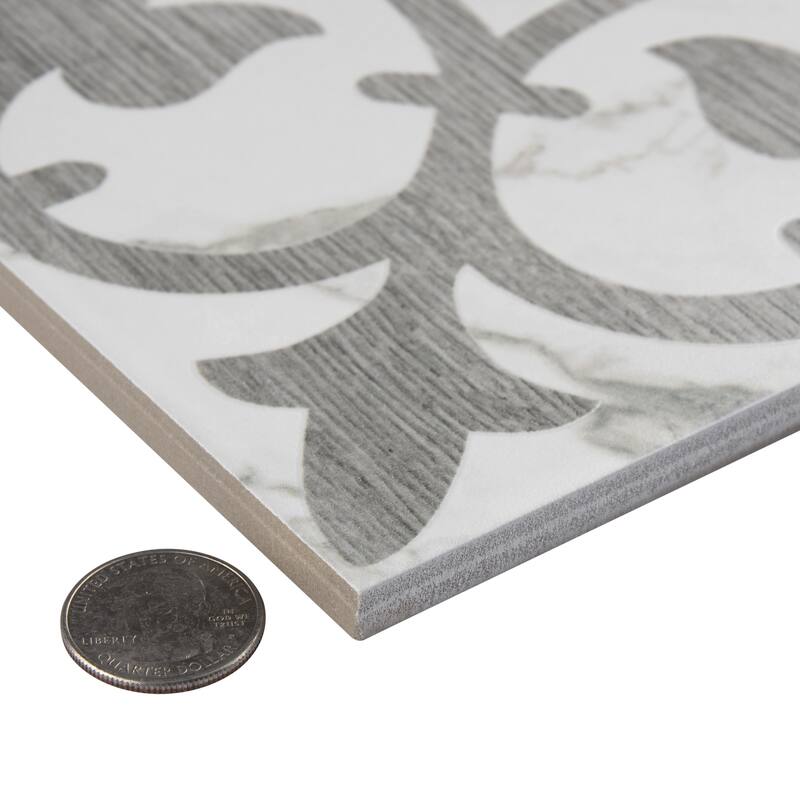 Merola Tile Llama Arte Loire Silver Smoke 9-3/4" x 9-3/4" Porcelain Floor and Wall Tile