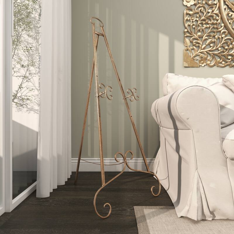 Silver or Gold Metal Traditional Easel with Chain Support - 22 x 21 x 46