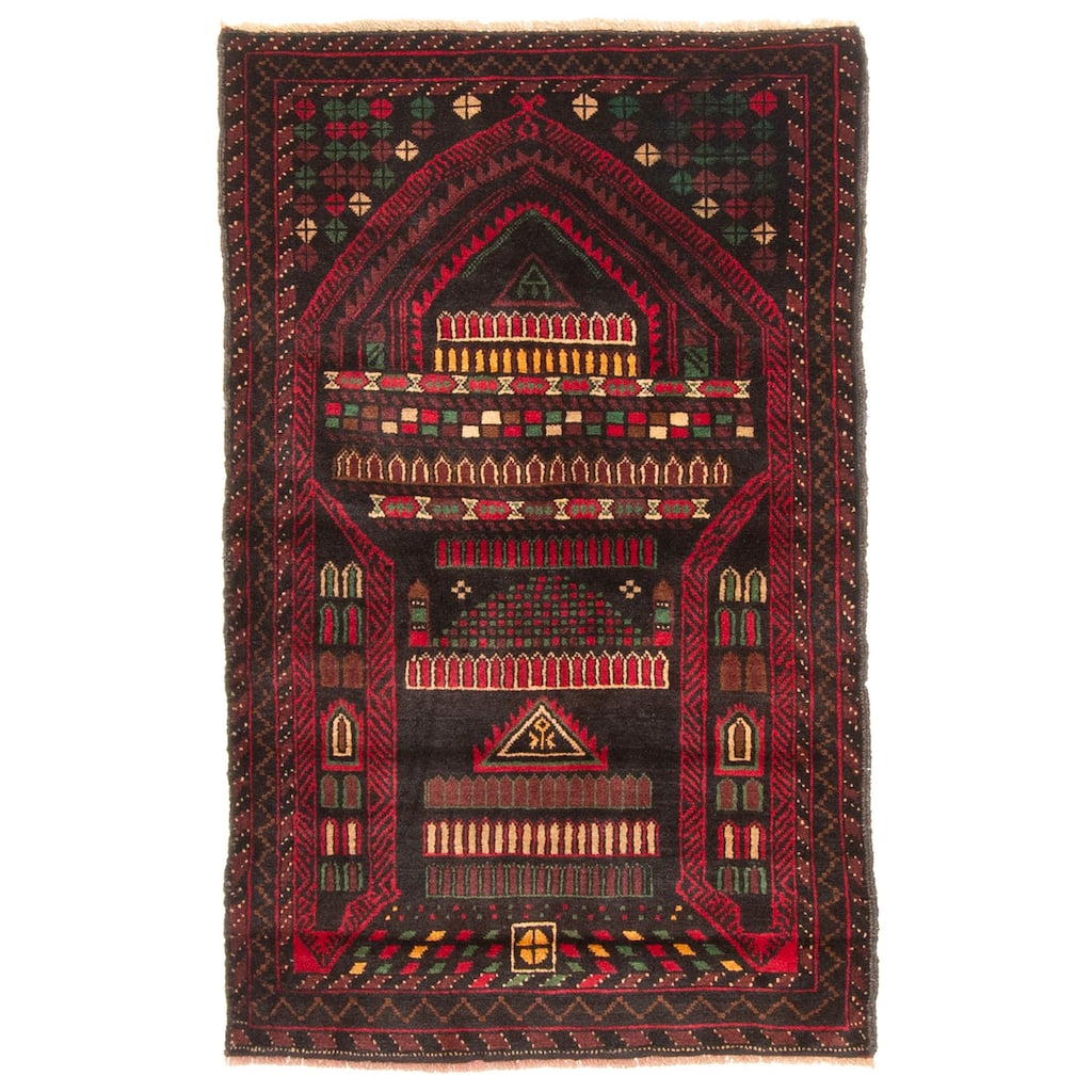 ECARPETGALLERY Hand-knotted Teimani Black Wool Rug - 2'10 x 4'6