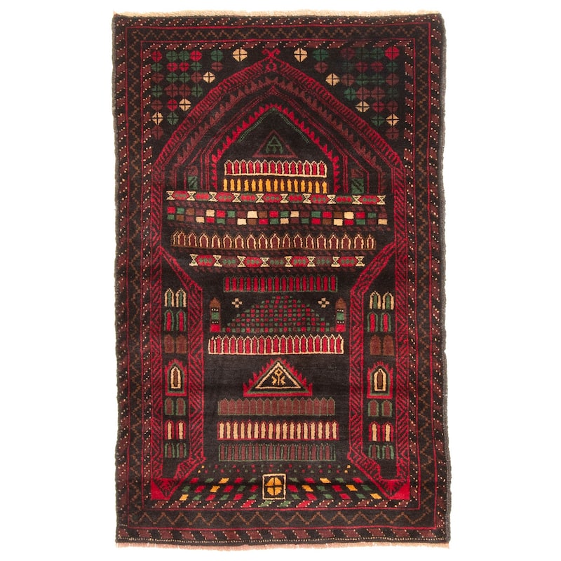 ECARPETGALLERY Hand-knotted Teimani Black Wool Rug - 2'10 x 4'6