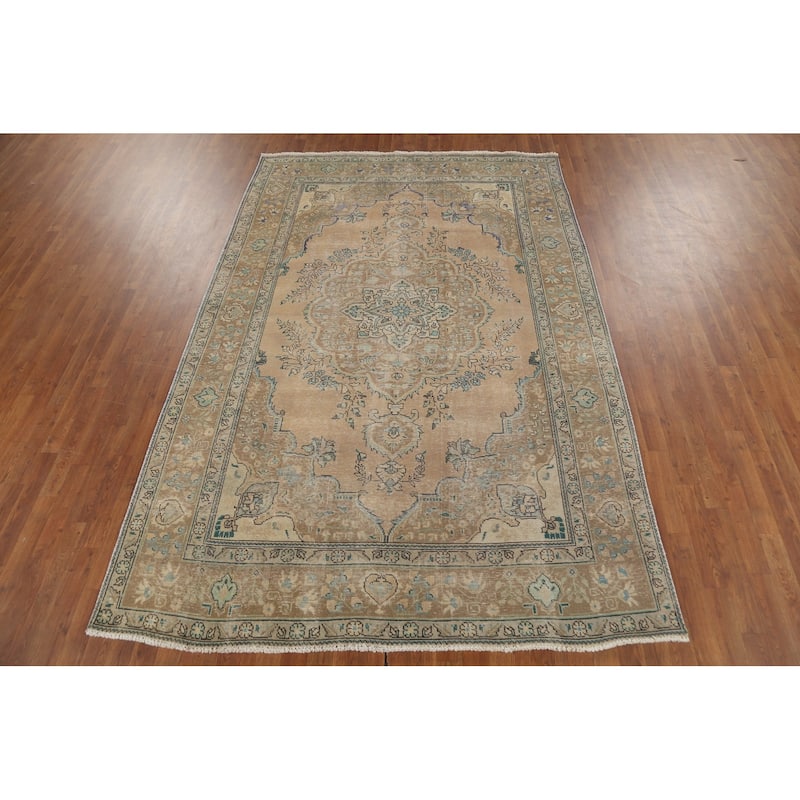 Tabriz Persian Vintage Area Rug Handmade Bedroom Wool Carpet - 6'6"x 9'9"