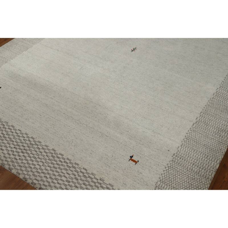 Hand Knotted Oriental 100% Wool Carpet Tribal Tribal Beige & Ivories Gabbeh Area Rug - 7' 9'' X 5' 6''