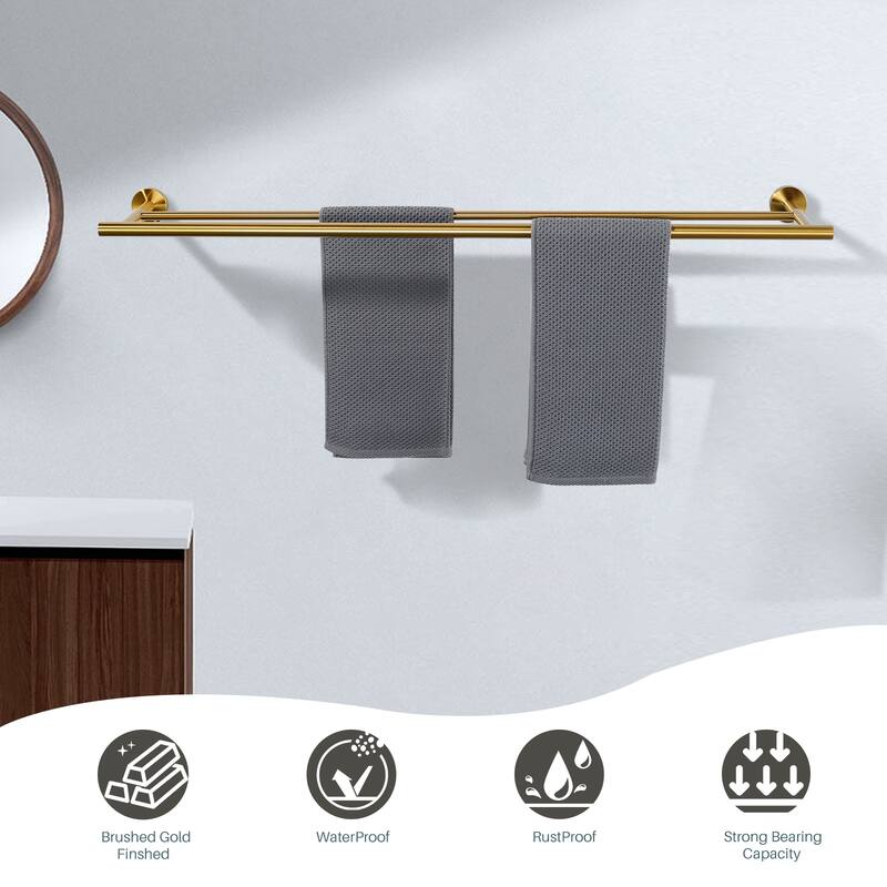 WOWOW Wall Mounted Stainless Steel Double Towel Bar