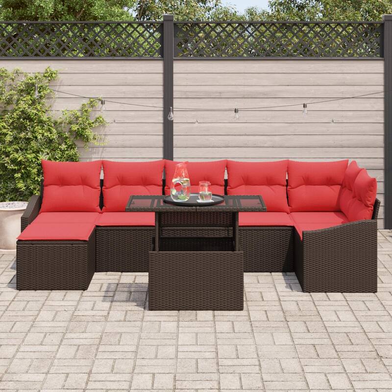 vidaXL 8 Piece Garden Sofa Set with Cushions - 113.6×48.6×27.2