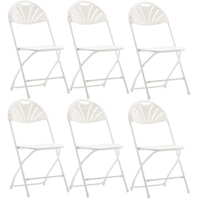 BTEXPERT White Plastic Folding Chair Steel Frame Commercial High Capacity Event Chair Lightweight Wedding Party Set of 6