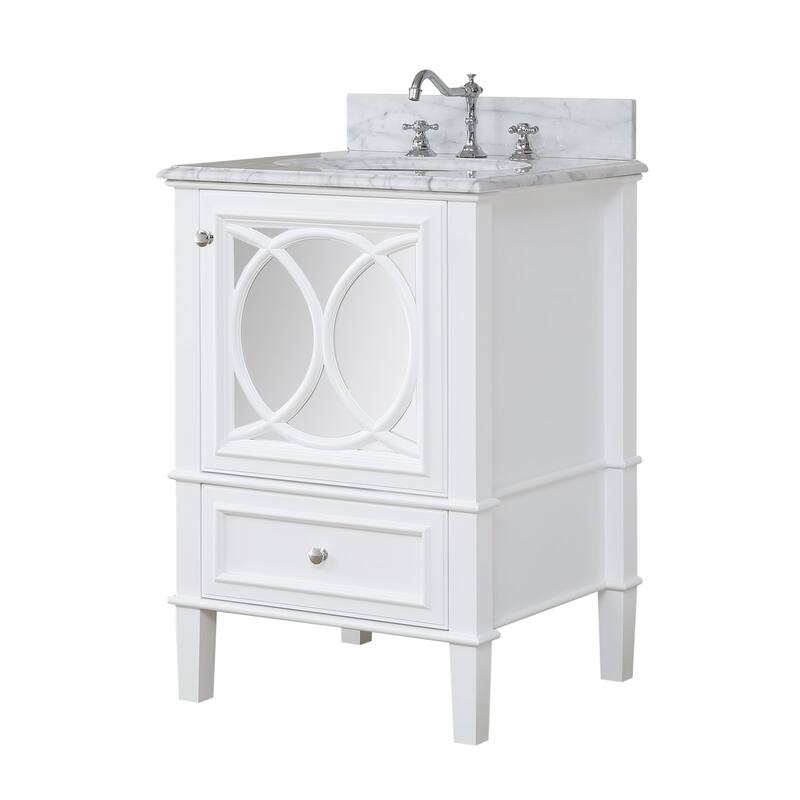 KitchenBathCollection Olivia 24" Bathroom Vanity with Carrara Marble Top