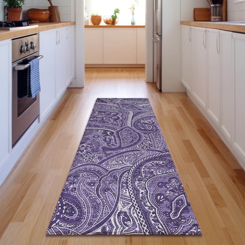 Premium Washable Super Soft Traditional Paisley Mayfield Rug - Purple - 2' 3" x 7' 6" - Runner