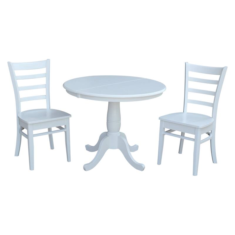 International Concepts 36" Round Extension Dining Table with Emily Chairs