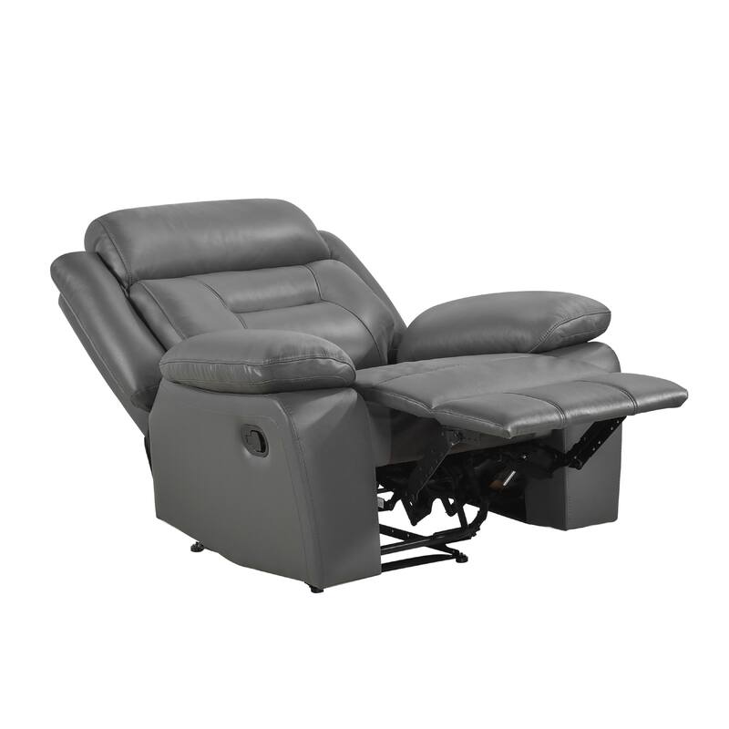 Conia Manual Reclining Chair, Dark Gray Top Grain Leather