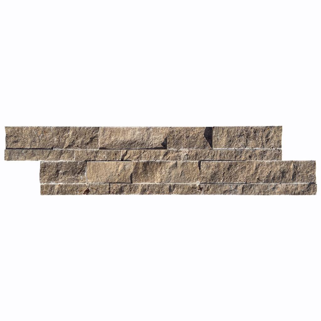 Tuscany Brown Travertine 6" x 24" Split Face Ledger Panel Mosaic Tile