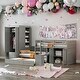preview thumbnail 2 of 14, Grey Twin Size Platform Beds Bunk Bed with Trundle, Wardrobe and Desk