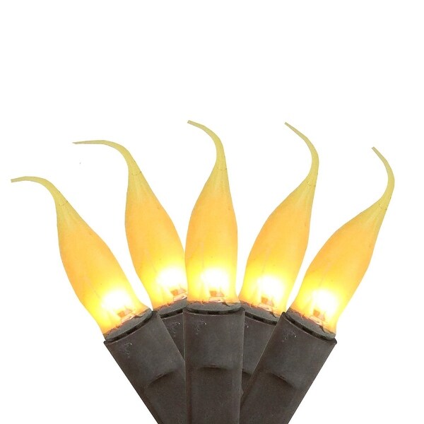 Set Of 100 Fireside Amber Mini Silicone Flame Bulb Christmas Lights Brown Wire N A