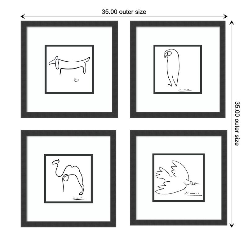 Picasso Animal Drawings - set of 4 Framed Art Print